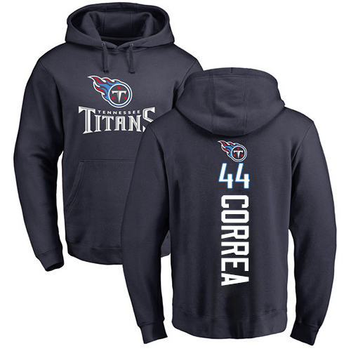 Tennessee Titans Men Navy Blue Kamalei Correa Backer NFL Football 44 Pullover Hoodie Sweatshirts